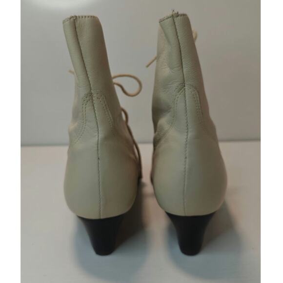 Vintage Bass cream leather lace up boots sz 7.5 - Picture 4 of 9